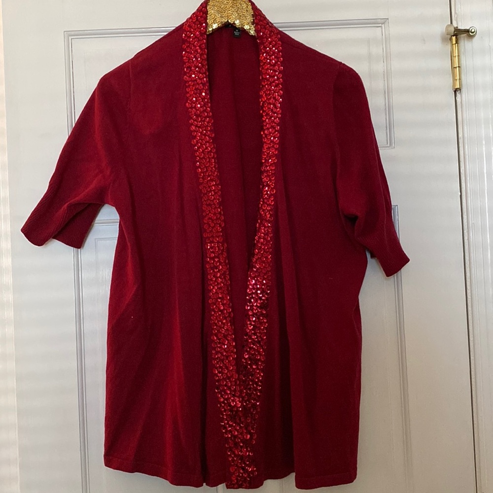 Apt. 9 Red Sequin Cardigan Size 1X